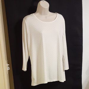 Easywear by Chicos Embellished Cream Career Top, ¾ Sleeve Size 2/Large